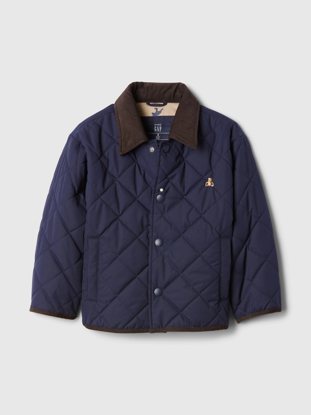 Gap Baby Navy Recycled Quilted Field Jacket 4 Year Corduroy Collar Barn Coat